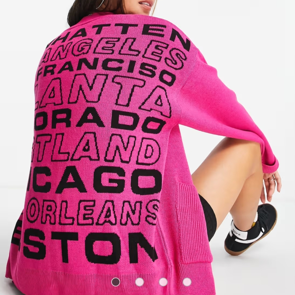 Topshop Knitted Oversized City Cardigan Pink M L XL
